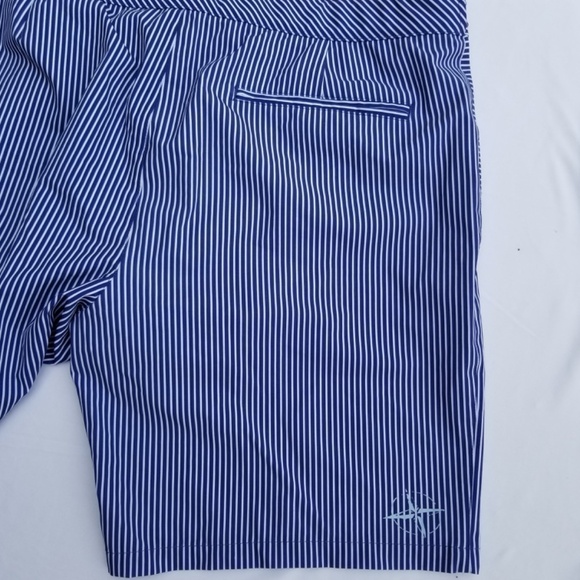 B. DRADDY- Men’s Sz. Large- Blue And White Stripe Swim Trunks- Golf Board Shorts - Picture 9 of 11
